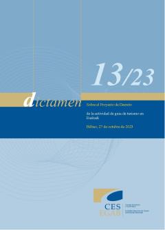 Dictamen 13/23 de 27 de octubre sobre Proyecto de Decreto de la actividad de guía de turismo en Euskadi